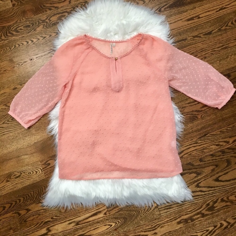 EUC French dot peach blouse S